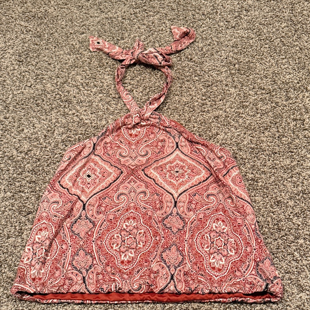 Daytrip Pink Paisley Halter Top with Dark Accents